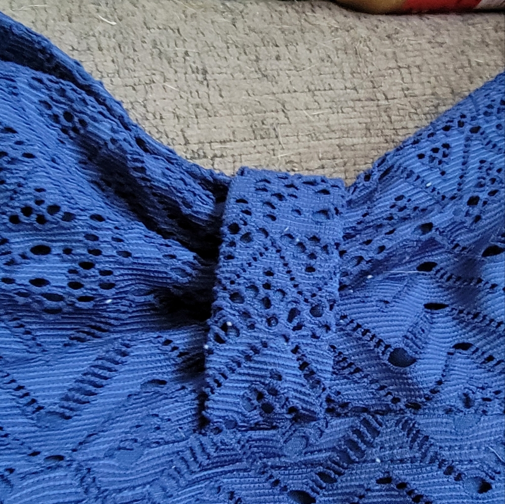 Women's blue 2X 18W-20W  swim suit, 2 piece, some fuzziness, good condition - Picture 4 of 5